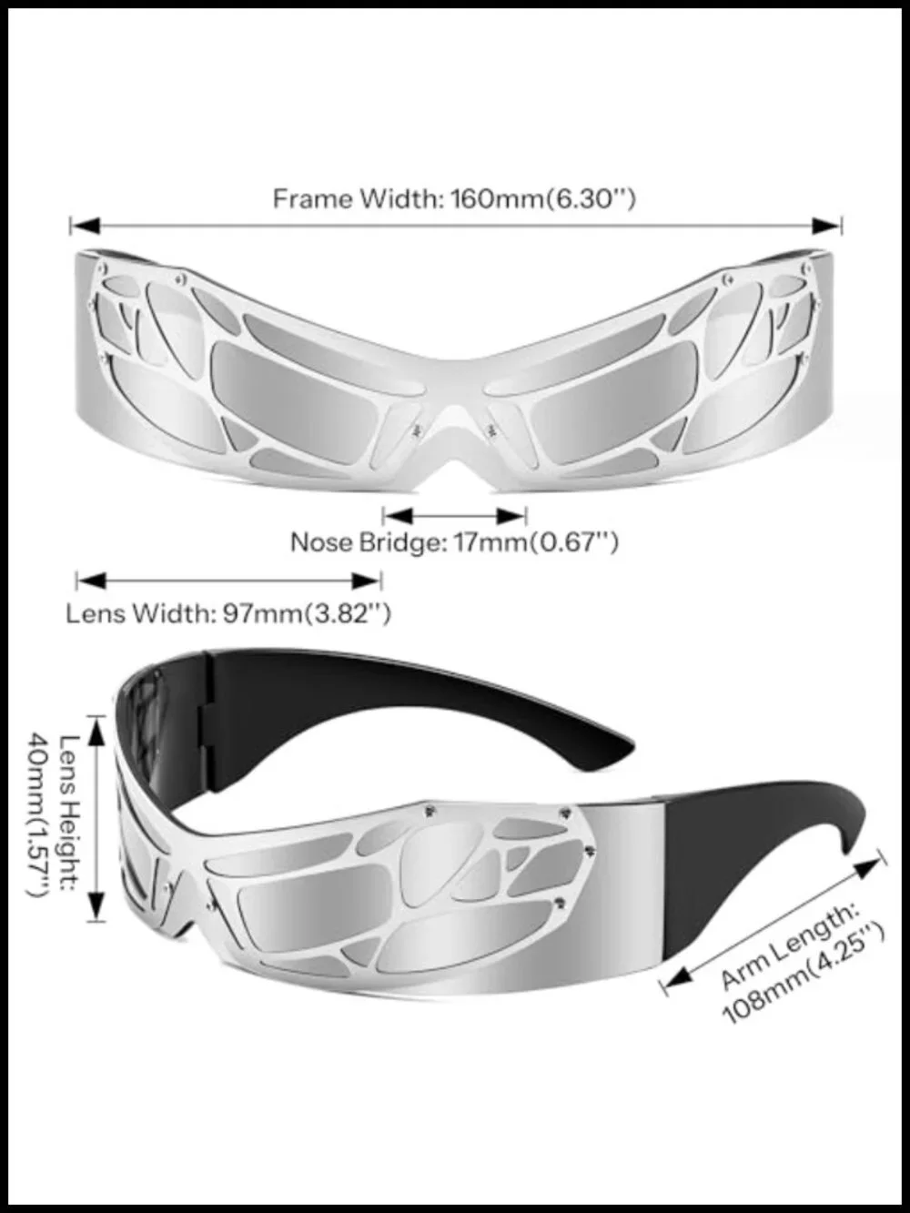 80s Futuristic Cyclops Cyber Visor Sunglasses Unisex Punk Cosplay Rave